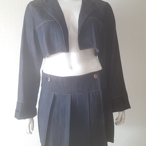 Bamboo denim wrap skirt & cropped jacket - Picture 1 of 5
